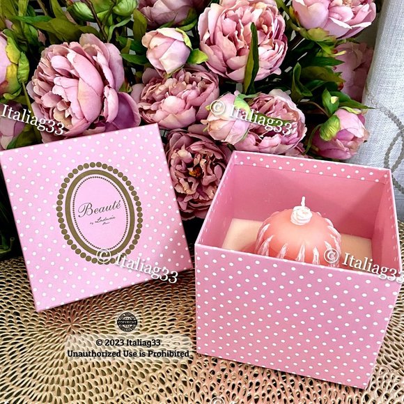 LADUREE Rose Scented Candle BOUGIE RELIGIEUSE The & Beaute Paris - Pink & White - Picture 2 of 14